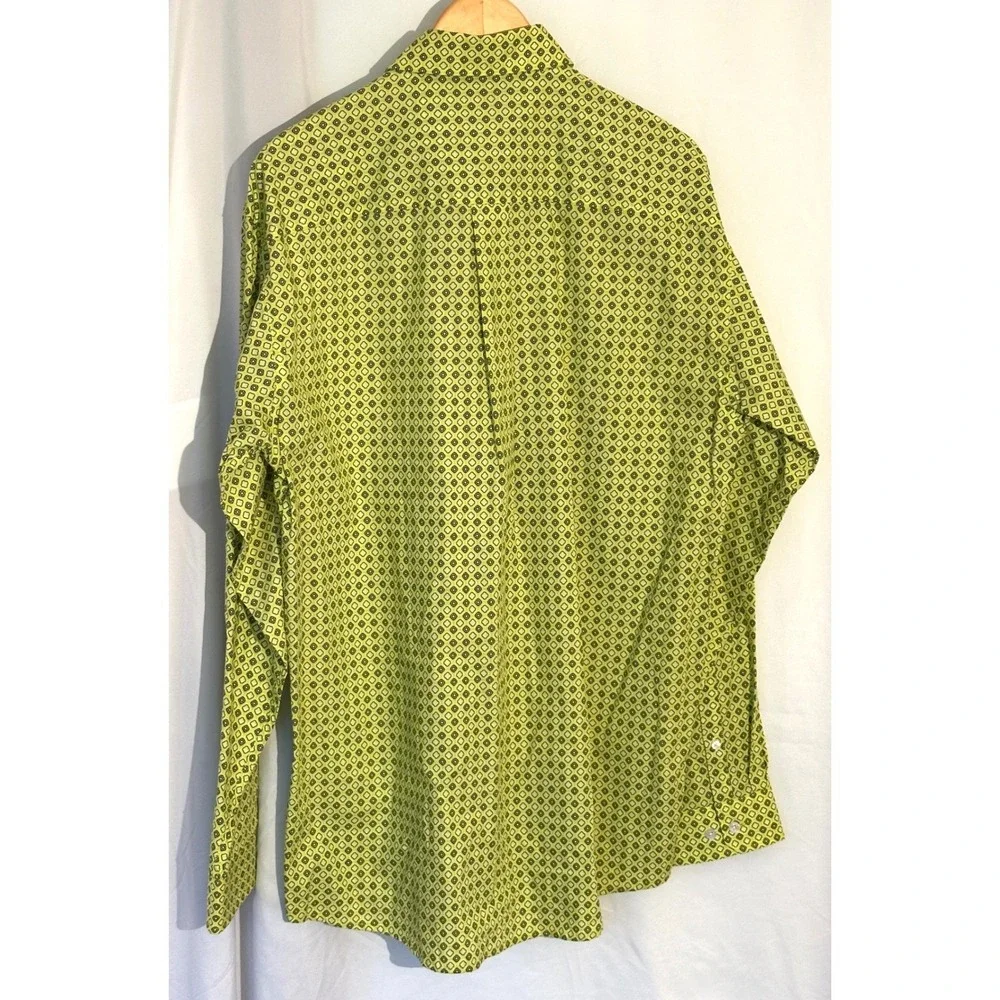 Cinch‎ Men's Lime Green Geometric Print Button Down Shirt MTW1103854-LIM L